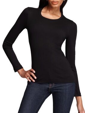 Splendid 1x1 Crewneck Long Sleeve Tee 50% Supima Cotton // 50% Modal